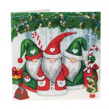 Carte broderie Diamant - Crystal Art D.I.Y - Gnomes de Noël