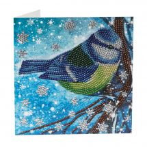 Carte broderie Diamant - Crystal Art D.I.Y - Oiseau de fêtes