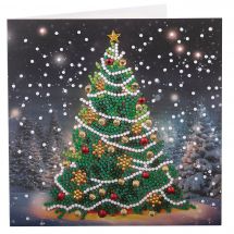 Carte broderie Diamant - Crystal Art D.I.Y - Sapin en fête