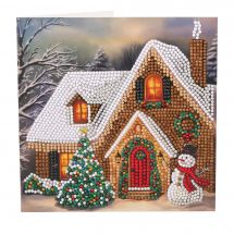Carte broderie Diamant - Crystal Art D.I.Y - Cottage en fête