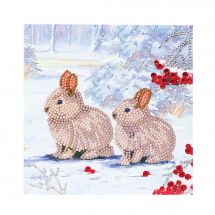 Carte broderie Diamant - Crystal Art D.I.Y - Petits lapins