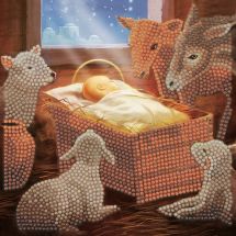 Carte broderie Diamant - Crystal Art D.I.Y - Naissance à Bethléem