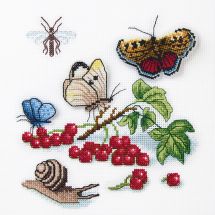 Kit broderie point de croix - Charivna Mit - Jardin préferé - Papillons et fruits