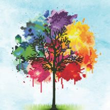 Kit de broderie Diamant - Diamond Art - Arbre arc-en-ciel