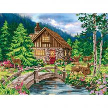 Kit de broderie Diamant - Diamond Dotz - Le chalet au bord de la rivière