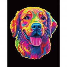 Kit de broderie Diamant - Diamond Dotz - Golden Retriever néon 