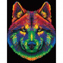 Kit de broderie Diamant - Diamond Dotz - Loup néon