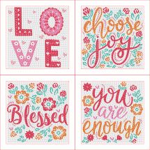 Kit de broderie Diamant - Diamond Dotz - 4 designs "Love"