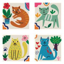 Kit de broderie Diamant - Diamond Dotz - 4 designs "J'adore les chats"