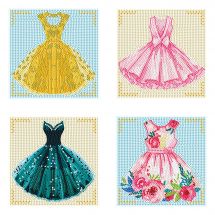 Kit de broderie Diamant - Diamond Dotz - 4 designs "robes"