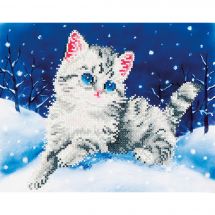 Kit de broderie Diamant - Diamond Dotz - Chaton dans la neige