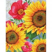 Kit de broderie Diamant - Diamond Dotz - Coquelicots et tournesols