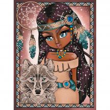 Kit de broderie Diamant - Diamond Dotz - Fille indienne et loup