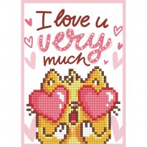 Carte broderie Diamant - Diamond Dotz - I love u very much