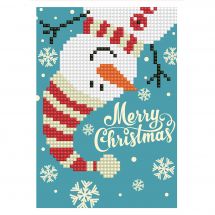 Carte broderie Diamant - Diamond Dotz - Bonhomme de neige