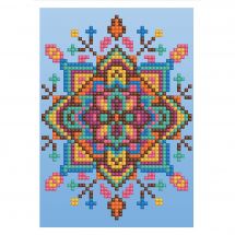 Carte broderie Diamant - Diamond Dotz - Mandala fond bleu