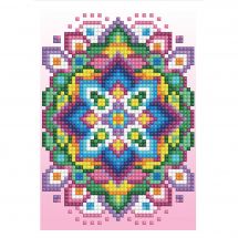 Carte broderie Diamant - Diamond Dotz - Mandala fond rose