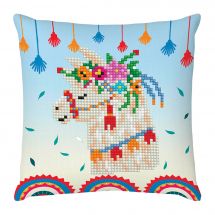 Kit de coussin broderie Diamant - Diamond Dotz - Fête du lama