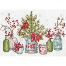 Kit broderie point de croix - Dimensions - Oiseaux et baies