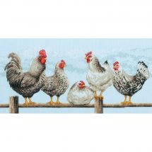 Kit point de croix - Dimensions - Poules noires et blanches