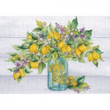 Kit broderie point de croix - Dimensions - Bocal de citrons