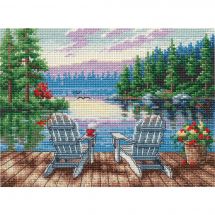 Kit broderie point de croix - Dimensions - Matinée au bord du lac