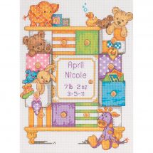 Kit point de croix - Dimensions - Registre de naissance : tiroirs à bébé