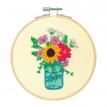 Kit de broderie sur tambour - Dimensions - Bocal floral