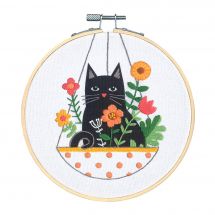 Kit de broderie sur tambour - Dimensions - Chat en pot