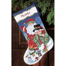 Kit de chaussette de Noël à broder - Dimensions - Bonhomme