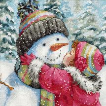 Kit broderie point de croix - Dimensions - Un baiser pour le bonhomme de neige