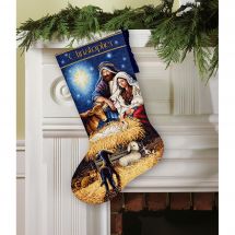 Kit de chaussette de Noël à broder - Dimensions - Sainte nuit