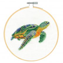 Kit broderie point de croix avec tambour - DMC - Tortue tranquille