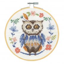 Kit broderie point de croix avec tambour - DMC - Un hibou si mignon