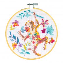 Kit broderie point de croix avec tambour - DMC - Le singe