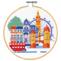 Kit broderie point de croix avec tambour - DMC - Londres