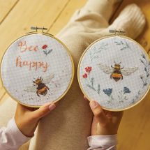 Kit broderie point de croix avec tambour - DMC - Bee Happy