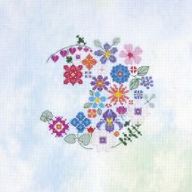 Kit broderie point de croix - DMC - Demi-lune florale
