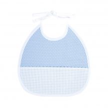 Bavoir à broder - DMC - Bavoir 3 mois bleu - Pois blancs