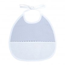 Bavoir à broder - DMC - Bavoir 3 mois gris - Pois blancs
