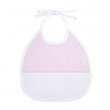 Bavoir à broder - DMC - Bavoir 3 mois rose - Pois blancs