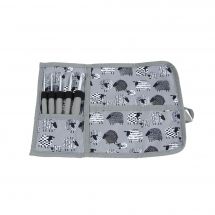 Rangement tricot/crochet - DMC - Trousse et lot de 5 crochets aluminium - Gris