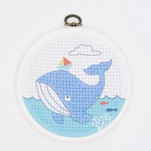 Kit broderie point de croix enfant avec tambour - DMC - La baleine