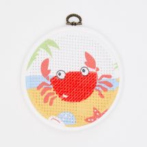 Kit broderie point de croix enfant avec tambour - DMC - Le crabe