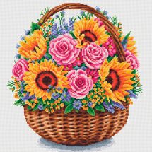 Kit point de croix - Dutch Stitch Brothers - Panier de fleurs - Aïda blanche