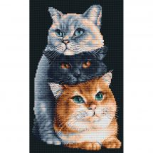 Kit point de croix - Dutch Stitch Brothers - Trois chats - Aïda noire