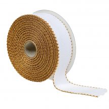 Galon à broder - LMC - Galon Aïda blanc 6 bord doré - largeur 5 cm
