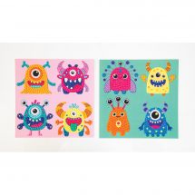 Kit de broderie Diamant enfant - Dotzies - Petits monstres - 2 designs