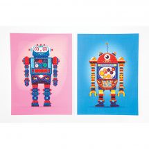 Kit de broderie Diamant enfant - Dotzies - Robots - 2 designs
