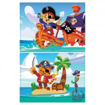 Kit de broderie Diamant enfant - Dotzies - Pirates - 2 designs